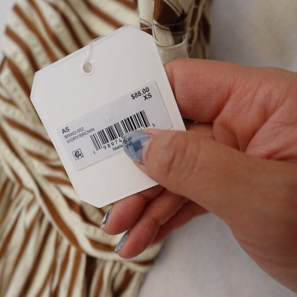 NWT Altar'd State Ivory and brown stripes maxi dress size XS - Picture 5 of 6